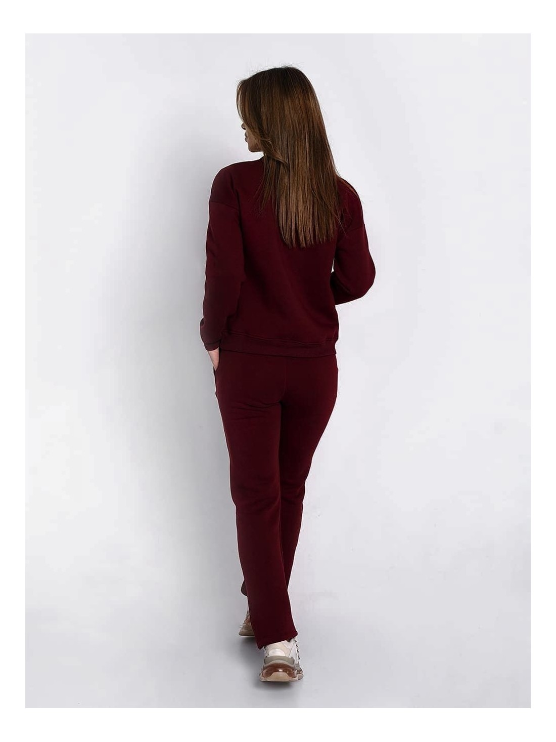 Insulated tracksuit for women sweatshirt and loose pants burgundy FI762